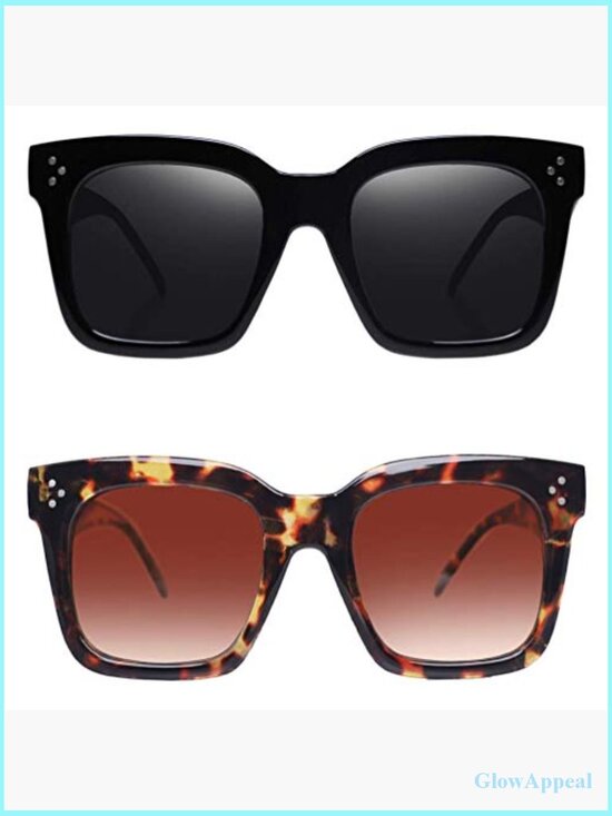 Oversized Square Sunglasses UV400 Protection Flat Lens Retro main image 5